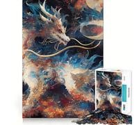 Dragon Blanc dans Les Nuages cosmiques Puzzle de 1000 pièces pour Adolescents Jeu de Concentration mentale Découpe de précision Bords Lisses pour Les fêtes (38x26cm)