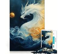 Dragon Blanc dans Les Nuages Puzzle de 1000 pièces pour Adultes Jeu de logique Découpe de précision Bords Lisses pour Les réunions de Famille (38x52cm)