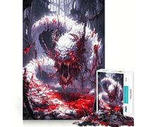 Dragon Blanc en Sang Puzzle de 1000 pièces pour Adolescents Jeu de Concentration mentale Découpe de précision Bords Lisses pour Les fêtes (50x75cm)