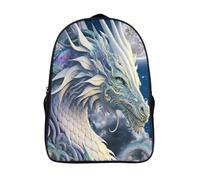 dragon blanc imprimé 3d sac à dos adolescent et adulte élégant pleine lune sac à dos loisirs 2 compartiment pour homme femme cartable grande capacité-16,pour les voyages les affaires