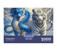 Dragon Bleu et Tigre Blanc Papier Durable Défi Cérébral Amusant, Adapté Aux Adultes À La Recherche De Loisirs Relaxants Et Gratifiants 70x50cm/1000pcs