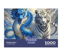 Dragon Bleu et Tigre Blanc Pièces en Carton Solides Aide À Améliorer La Concentration, Les Capacités De Résolution Et La Coordination Main-œil 52x38cm/1000pcs