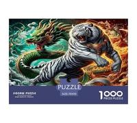 Dragon Bleu et Tigre Blanc Puzzle 1000 Pièces pour Adultes Et Enfants Dès 14 Ans Jeux De Défi Jouets Éducatifs De Qualité Supérieure Décoration De La Maison 70x50cm/1000pcs