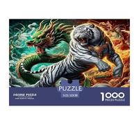 Dragon Bleu et Tigre Blanc Puzzle De 1000 Pièces pour Adultes Et Enfants À Partir De 12 Ans Jeux De Défi Jouets Éducatifs Divertissement Créatif Cadeau Classiques Décoration De La Maison 52x38cm/100