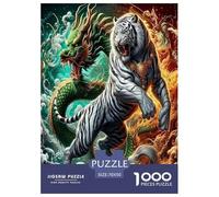 Dragon Bleu et Tigre Blanc Puzzle De 1000 Pièces pour Adultes Et Enfants Dès 14 Ans Jeux De Défi Jouets Éducatifs Divertissement Créatif Cadeau Classiques Décoration De La Maison 70x50cm/1000pcs