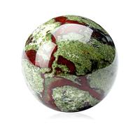 Dragon Blood Jasper Sphere Rock Quartz Crystal Ball Ornament Gemstone Divination Sculpture Figurine with Wood Stand,60mm Gemstone Stone