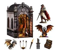 Dragon Book Nook DIY Diorama Kit,Puzzle 3D Miniature en Bois avec LED | labyrinthe de dragon,130 pièces,Cadeaux créatifs et uniques,Décoration D'étude,Kit de bricolage pour adultes et Adolescents