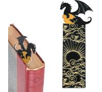 Dragon Bookmark Black Gold Double Sided Pattern Acrylic Sunshine Clouds Bookmark