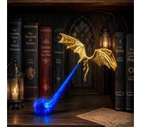 Dragon Bookshelf Nook Light, 3D Printed Fire-Breathing Fantasy Shelf Decor | Flying Dragon Design | Red or Blue Flame | Book Lover Gift | Halloween Shelf Display