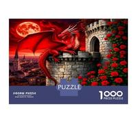 Dragon Castle Rose 1000 Pièces Pack Puzzle Domination Rouge Fantastique Puzzle Carton Extra-épais - Favori des Collectionneurs, Détente Mentale, Pause Bureau Voyage Et Cadeaux De Fête 70x50cm/1000pcs