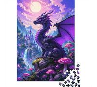 Dragon Château Champignon 1000pcs Mini Puzzle pour Famille Difficile | 38x26cm Carton Décor Salon Structure Durable Cadeau Anniversaire Soulagement Anxiété