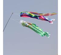 Dragon Chinois Drapeau Manche À Vent Ensemble Guide Coloré Vent Chaussette Forme De Dragon Les De Cerf-volant Drapeau Décoration Suspendue (sans Mât)(Green,70cm)