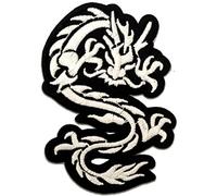 Dragon Chinois - Ecusson Thermocollant Patches Appliques, Taille: 6,7 x 9 cm, Farbvariante:argent