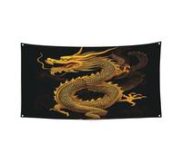 Dragon chinois jaune doré - Chapeau d'Halloween à couverture complète - Couvre-chef de sorcière pliable pour festivals, fêtes et fêtes avec tissu lavable en machine