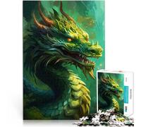 Dragon Chinois maléfique Puzzle 1000 pièces pour Adultes Soulagement du Stress avec Affiche et Feuille de Questions correspondantes 38x26cm