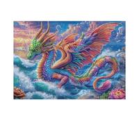 Dragon Chinois planant au-Dessus de la mer déchaînée Puzzles 300 Pièces pour Adultes Educa Qualité Supérieure Challenge Difficile Détente Créative Décoration Salon 300 PCS