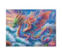 Dragon Chinois planant au-Dessus de la mer déchaînée Puzzles 500 Pièces pour Adultes Educa Jeu De RéflexionChallenge Créatif Détente Décoration Intérieure Cadeau 500 PCS