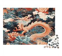 Dragon Chinois Puzzle 1000 Pièces Adulte sans Poussière, Puzzle Difficile Dragon chanceuxénigme De Compétence Logique pour Une Activité Zen, Puzzle Cadeau d'anniversaire 52x38
