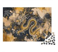 Dragon Chinois Puzzle 1000 Pièces Jouet en Bois Divertissement Créatif Décoration Intérieure Ink - Wash Style Challenge Toy Adultes & Enfants des 14 Ans 1000pcs (75x50cm)