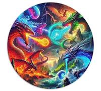 Dragon Circulaire Puzzles Convient pour Adultes Et Enfants 1000 Pièces, Fun Défiant Décoration Maison Unique (67.5x67.5cm)