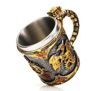 Dragon Coffee Mug - Gothic Medieval Stein, Dragon Gobblet Tug | Tankard médiéval en acier inoxydable, bière gothique fantastique Stein pour café, whisky, thé, camping, Halloween, fête, bar, thé