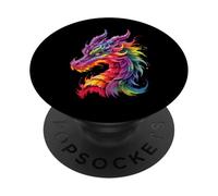 Dragon coloré Animal Art Fantaisie Mythique Hommes Femmes Enfants PopSockets PopGrip Adhésif