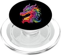 Dragon coloré Animal Art Fantaisie Mythique Hommes Femmes Enfants PopSockets PopGrip pour MagSafe