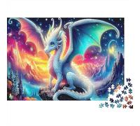 Dragon Cosmique Blanc Puzzle DIY 1000 Pièces Pic de Montagne pour Grands-Parents Amélioration De La Mémoire Renforcement Familial Cadeau De Noël 52x38cm/1000pcs