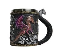 Dragon Cup - Tasse à café à thème dragon gothique, tankard médiéval sculpté 3D | Coupe isolée en acier inoxydable, boissons pour thé, lait, bière, décoration de la maison, camping, cosplay