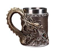Dragon Cup - Tasse à thé et à café chinoise en métal gaufré, verres élégants pour boissons chaudes ou froides, décoration amusante de table ou de bureau pour la maison, le bureau, l'école, cadeau d'an