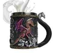 Dragon Cup Tasse de camping à thème dragon, vaisselle de style médiéval, tasse en acier inoxydable, décoration de la maison unique, parfaite pour le café, le thé, le lait et les boissons, idéal pour