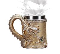 Dragon Cup - Verres en métal chinois en relief | Tasses à café amusantes, tasse à thé, décoration de table | Tasse en acier inoxydable pour thé chaud et froid, lait, eau, jus, boisson, décor de bureau