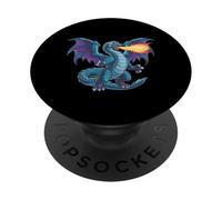 Dragon de feu Bleu Fantastique PopSockets PopGrip Adhésif