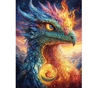 Dragon de feu dans Le Jardin Fleuri 1000 Pieces Casse-tête Collectionneur en Carton sans Déformation Contes de fées fantastiques d'animaux Sauvages Très Difficile Motif Complexe Décoration Murale Ca