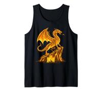 Dragon de feu doré Fantaisie créature Mythique Montagne Art Débardeur