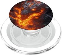 Dragon de feu émergeant des Profondeurs de Lave Ardente PopSockets PopGrip pour MagSafe