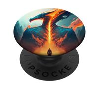 Dragon de feu Flamboyant d'invincibilité PopSockets PopGrip Adhésif
