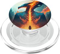 Dragon de feu Flamboyant d'invincibilité PopSockets PopGrip pour MagSafe