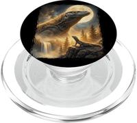 Dragon de Komodo Lune Cascade Forêt Nature Design PopSockets PopGrip pour MagSafe