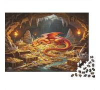 Dragon de la Caverne Trésor Puzzle 1000 Pièces Puzzle pour Adultes Papier Détente Loisirs Cadeau Décor Maison Famille 52x38cm/1000pcs