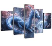 Dragon Diamond Painting Adulte, 5 Pièces Broderie Diamant Painting Kit Complet Débutants, 5d Diamond Art Fleur 2, Grands Canvases 300x150cm Activité Manuelle Adulte, Pour Decoration Chambre 0b-1234