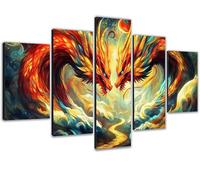 Dragon Diamond Painting Adulte, 5 Pièces Broderie Diamant Painting Kit Complet Débutants, peinture numero d'art, Grands Canvases 300x150cm Activité Manuelle Adulte, Pour Decoration Chambre 0b-1314