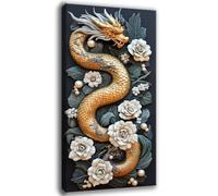 Dragon Diamond Painting Adulte, Diamond Painting Plante, 5D DIY Peinture Diamant Strass Broderie Point de Croix Kit Complet, Activité Manuelle Adulte, Decoration Murale, Cadeau Femme 35x70cm 0C-482