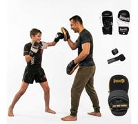 Dragon Do Lot de 3 gants de boxe pour enfants, bandages de boxe et tapis d'entraînement, équipement de combat sûr pour kickboxing, muay thaï et entraînement à domicile