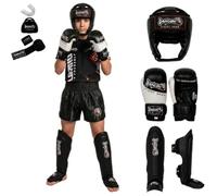 Dragon Do Lot de 5 gants de boxe pour enfants, protection de la tête, protège-tibias, bandages de boxe pour enfants, protège-dents, arts martiaux pour kickboxing, Muay Thai
