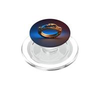 Dragon d'or Mystique dans l'anneau de l'espace Bleu PopSockets PopGrip pour MagSafe