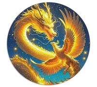 Dragon d'or Phoenix 1000 Piece Dragon à thème Puzzle Rond, pour Enfants Adult Éduchatif Décoration pour Enfants Cadeau De Qualité Supérieure 1000pcs (67.5x67.5cm)