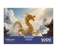 Dragon Doré | Animal Mythique Puzzle 1000 Pièces, Défi Captivant Jouet Amusant pour Adultes Et Enfants Jeu Éducatif Décor Mural & Cadeau Moderne 70x50cm/1000pcs