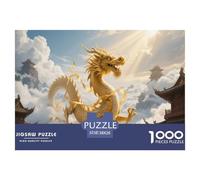 Dragon Doré | Animal Mythique Puzzle 1000 Pièces, Défi Difficile Jouet Relaxant pour Adultes Et Enfants Jeu Éducatif Décor Mural & Cadeau Exquis 38x26cm/1000pcs
