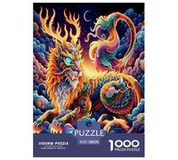 Dragon du Mal Puzzles 1000 Pièces Cadeau Unique Animaux Jeu Éduchatif Challenge Toy À De Qualité Supérieure Peinture Art pour Adultes Et Enfants À Partir De 14 Ans 38x26cm/1000pcs